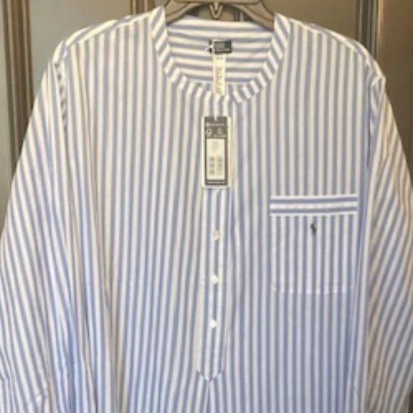 Polo Ralph Lauren High-Low Long Sleeves Button Cuffs Carly Striped Slip Shirt - Picture 3 of 11